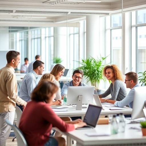 Fotografia di persone che lavorano in un ufficio moderno e luminoso