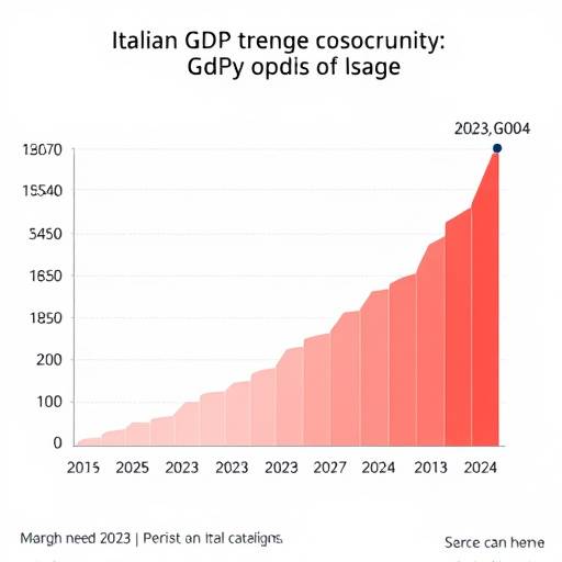 Grafico che mostra l'andamento del PIL italiano nel 2023 e le proiezioni per il 2024